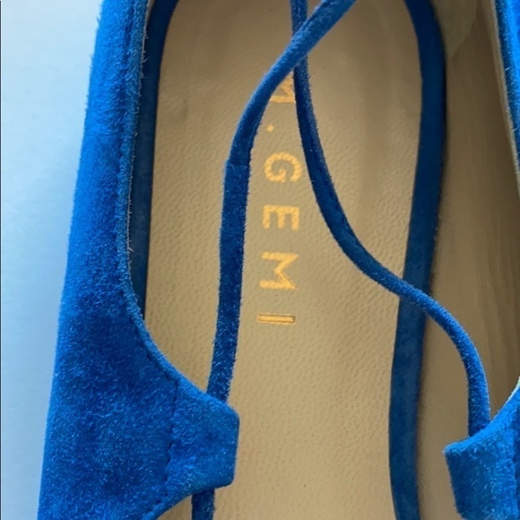 M. Gemi flats The Brezza lace up blue suede pointed toe - Picture 3 of 6